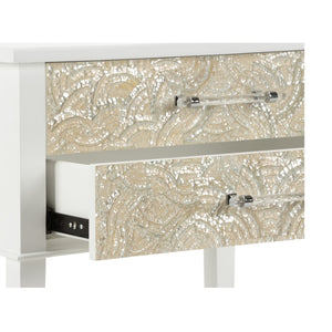 Chelsea House Pembroke Elegant Side Table With Mother-Of-Pearl Inlay, Acrylic Handles, Compact Storage By Bill Cain 385907
