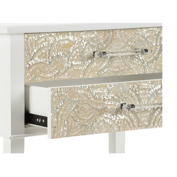 Chelsea House Pembroke Elegant Side Table With Mother-Of-Pearl Inlay, Acrylic Handles, Compact Storage By Bill Cain 385907