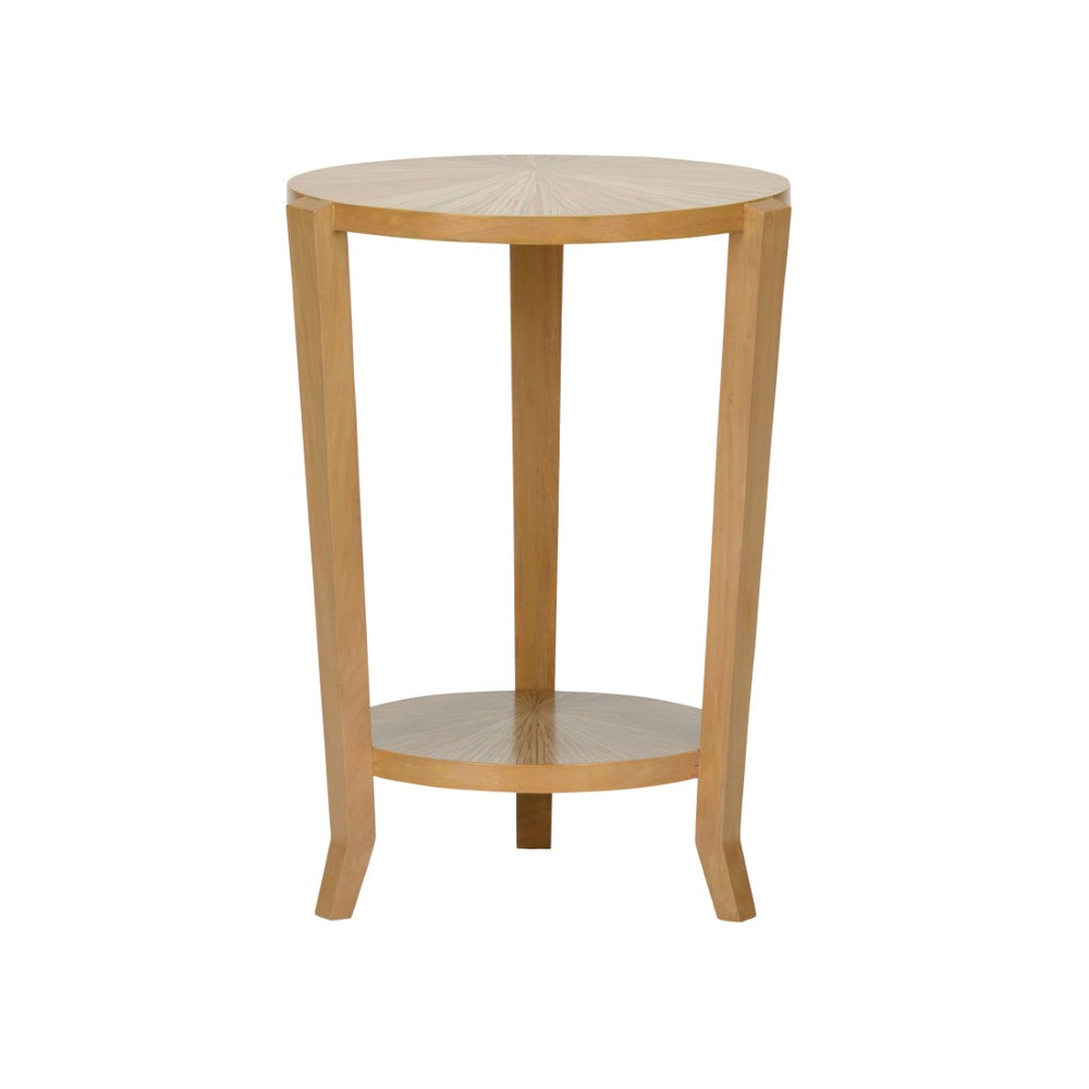 Chelsea House Pasha Hand‑Inlaid Rattan Two‑Tier Side Table — Compact 24.5" H Minimalist Coastal Accent Table 385914