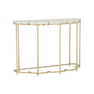 Chelsea House Lotus Capiz Console Table With Gold Lotus Base — Handcrafted Pearlescent Shell Top, Sculptural Entryway Glam 385918
