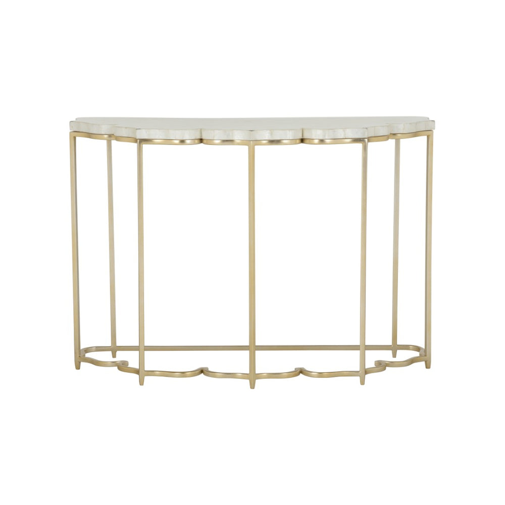 Chelsea House Lotus Capiz Console Table With Gold Lotus Base — Handcrafted Pearlescent Shell Top, Sculptural Entryway Glam 385918