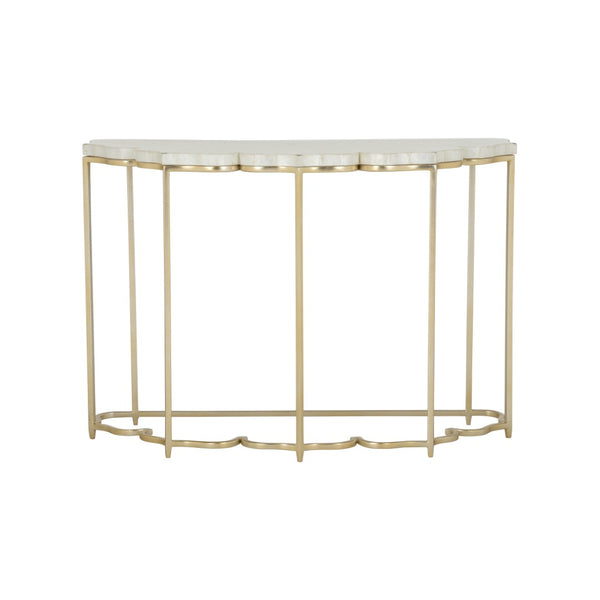 Chelsea House Lotus Capiz Console Table With Gold Lotus Base — Handcrafted Pearlescent Shell Top, Sculptural Entryway Glam 385918