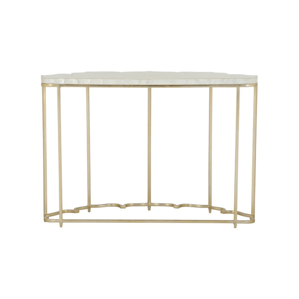 Chelsea House Lotus Capiz Console Table With Gold Lotus Base — Handcrafted Pearlescent Shell Top, Sculptural Entryway Glam 385918