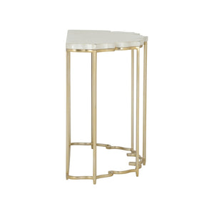 Chelsea House Lotus Capiz Console Table With Gold Lotus Base — Handcrafted Pearlescent Shell Top, Sculptural Entryway Glam 385918