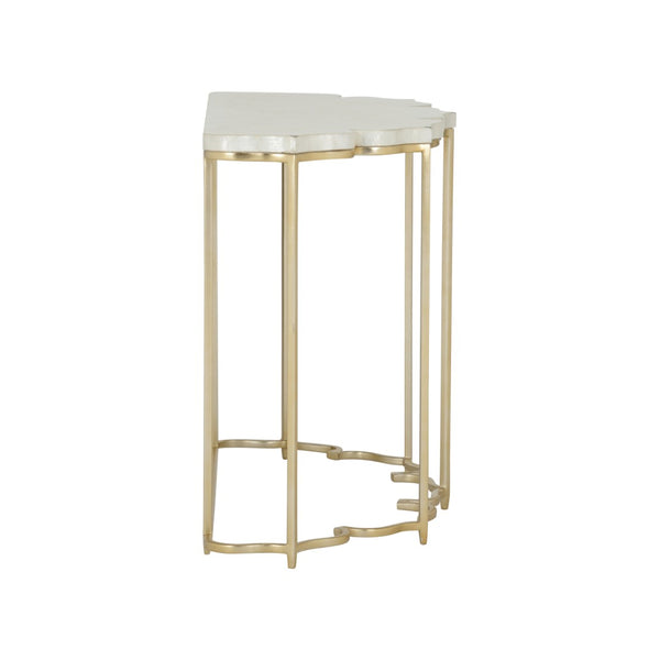 Chelsea House Lotus Capiz Console Table With Gold Lotus Base — Handcrafted Pearlescent Shell Top, Sculptural Entryway Glam 385918