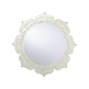 Chelsea House Lotus Capiz Flower Mirror 37" Statement Wall Art — Layered Petal Design, Pearlescent Coastal Accent 385919