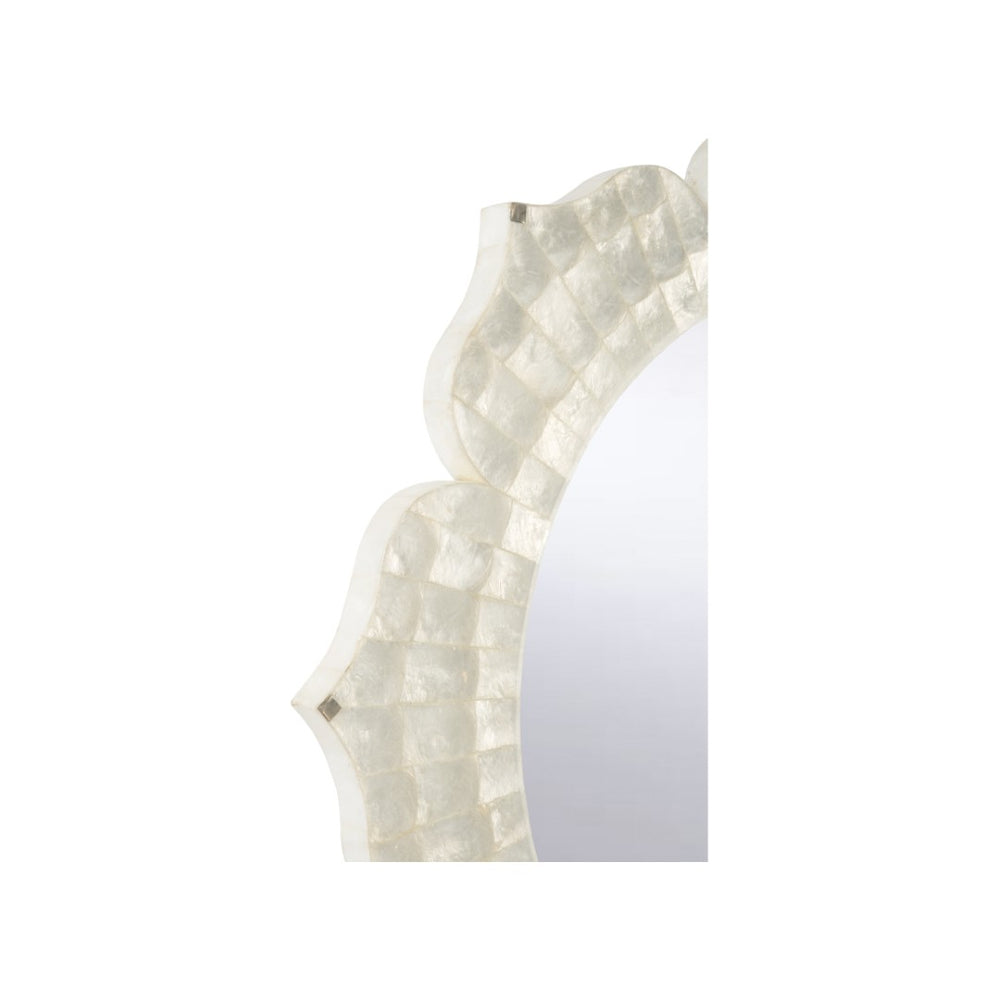 Chelsea House Lotus Capiz Flower Mirror 37" Statement Wall Art — Layered Petal Design, Pearlescent Coastal Accent 385919