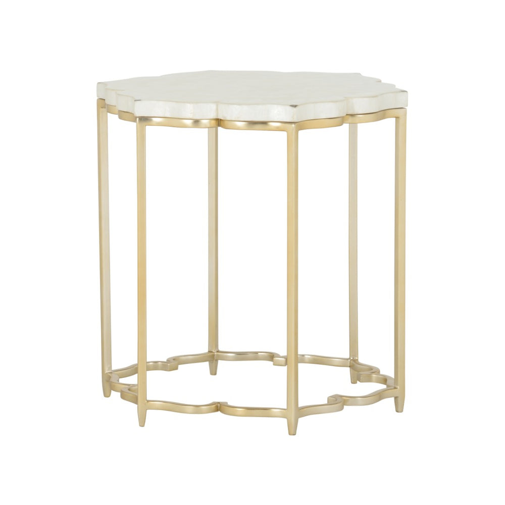 Chelsea House Lotus Capiz Shell Side Table With Gold Base — Sculptural Lotus Accent Table, Warm Light-Diffusing Design 385920