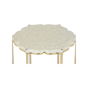 Chelsea House Lotus Capiz Shell Side Table With Gold Base — Sculptural Lotus Accent Table, Warm Light-Diffusing Design 385920