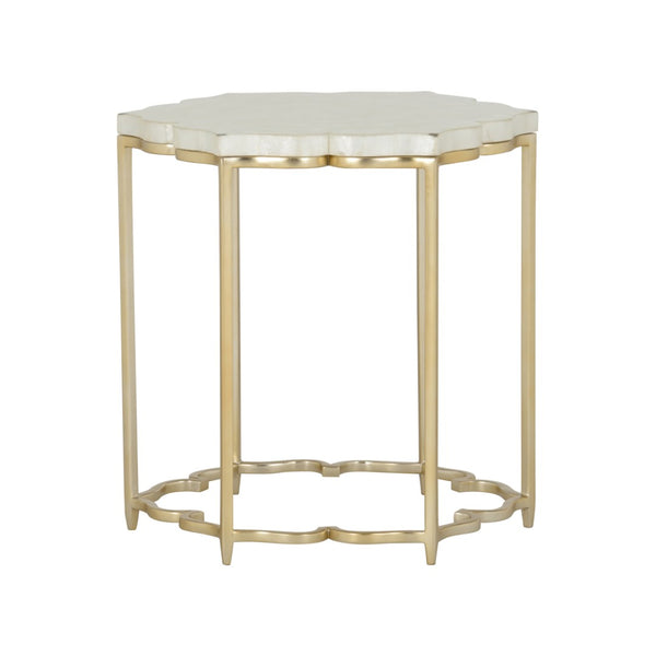 Chelsea House Lotus Capiz Shell Side Table With Gold Base — Sculptural Lotus Accent Table, Warm Light-Diffusing Design 385920