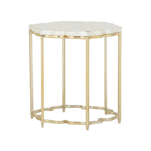 Lotus Flower Side Table Gold, White/Cream 385920 Chelsea House