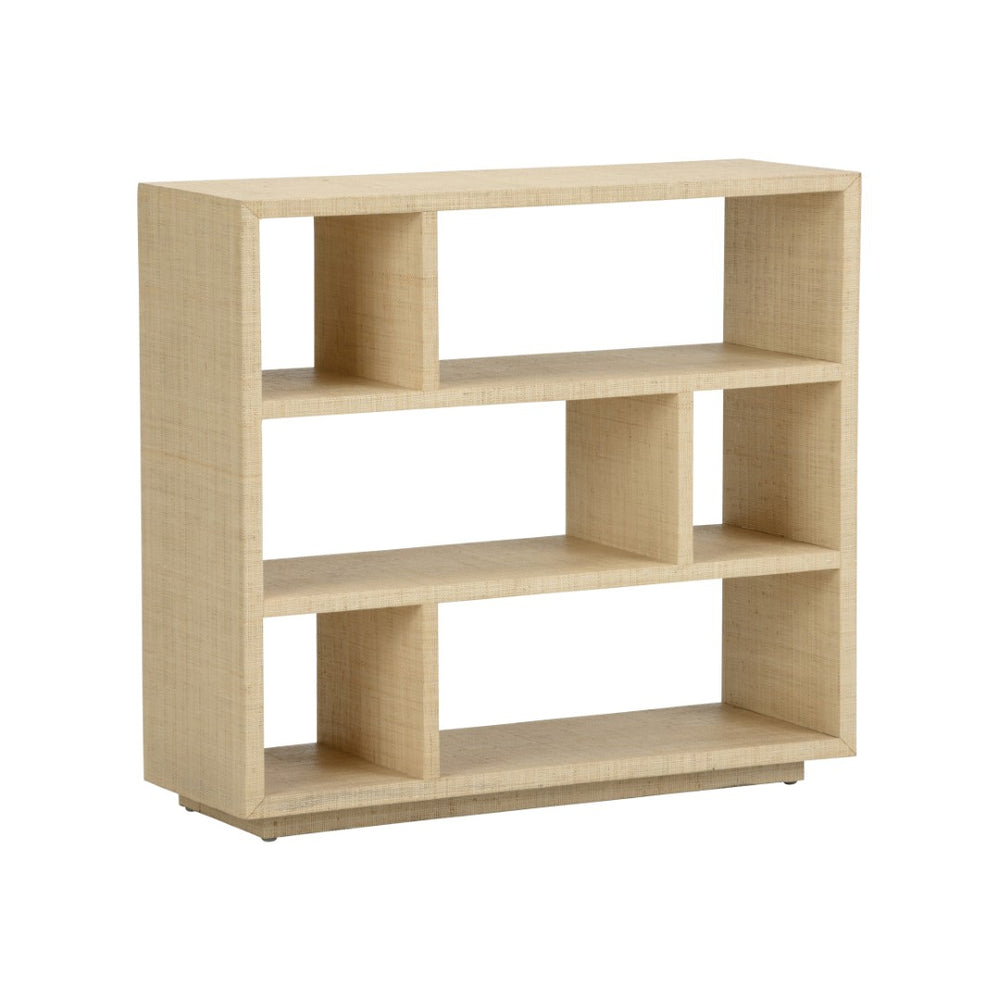 Chelsea House Puzzlea Bookshelf By Lisa Kahn — Textural Natural Wood Open Shelves For Cozy, Airy Living Rooms (33X36x12) 385929