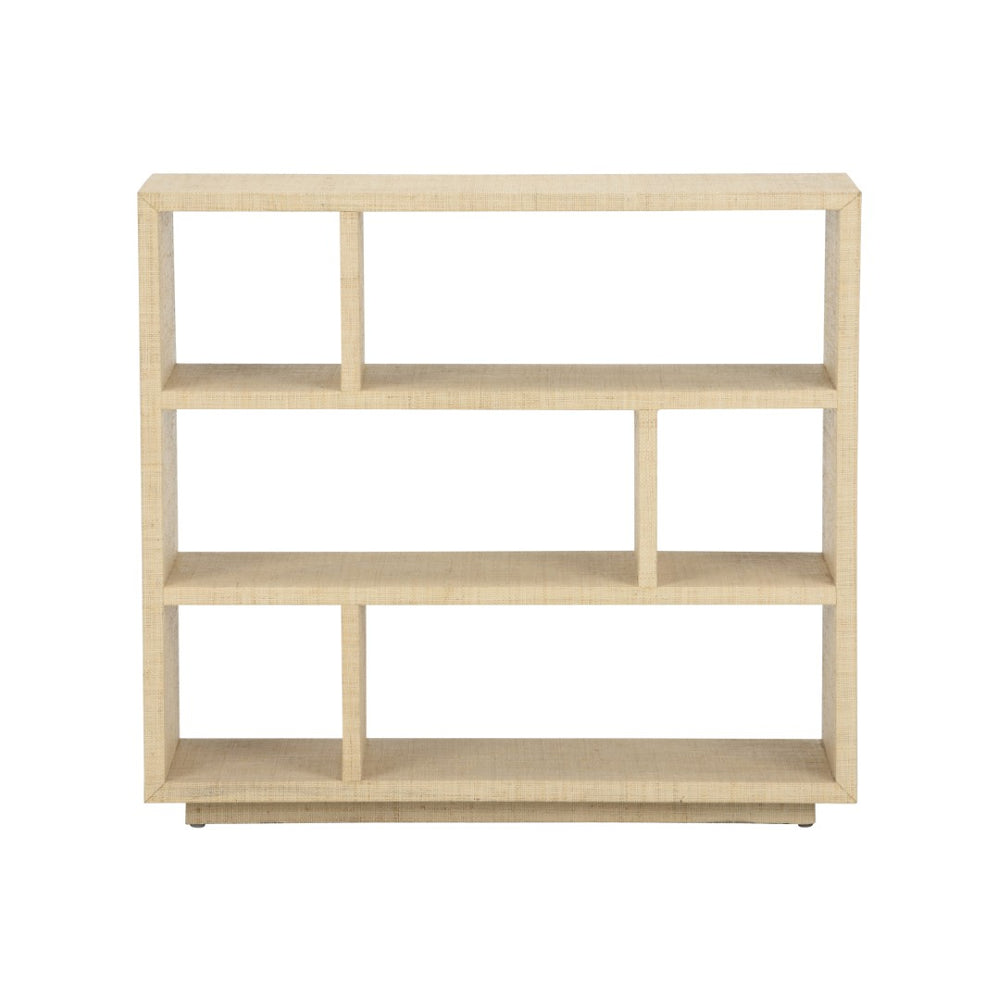 Chelsea House Puzzlea Bookshelf By Lisa Kahn — Textural Natural Wood Open Shelves For Cozy, Airy Living Rooms (33X36x12) 385929
