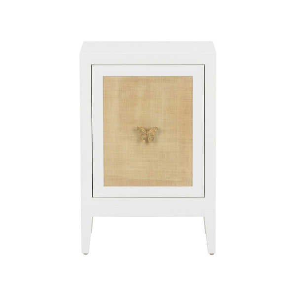 Chelsea House Mariposa Side Table By Lisa Kahn – Compact 27" White Accent Table With Natural Top & Gold Butterfly Handle 385931