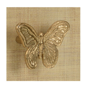 Chelsea House Mariposa Side Table By Lisa Kahn – Compact 27" White Accent Table With Natural Top & Gold Butterfly Handle 385931