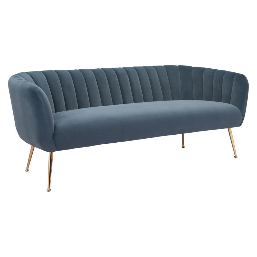 HomeRoots 70" Gray Velvet Sofa - Luxurious Comfort with Gold Legs, Perfect for Modern Living Spaces & Decor 385937