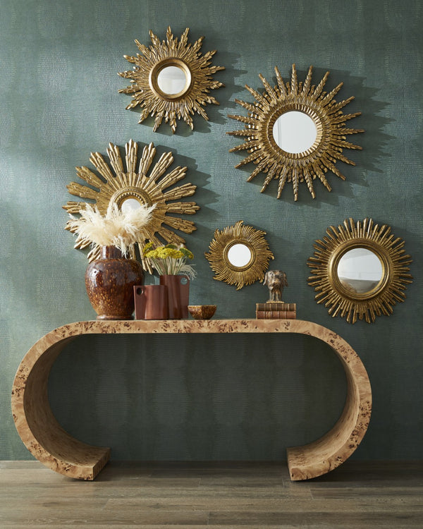 Chelsea House Daybreak Ornate Wall Mirror In Antique Gold — 16" Round Decorative Accent For Entry, Gallery, Powder Room 385945