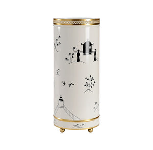 Chinoiserie Umbrella Stand Black, White/Cream 385946 Chelsea House