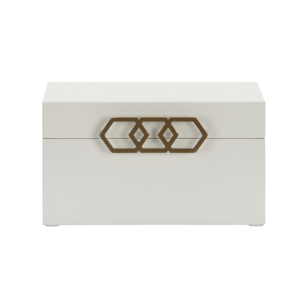 Chelsea House Tiffany Decorative Jewelry Box By Shayla Copas – Glossy White Finish, Gold Honeycomb Latch, Small Elegance 385958