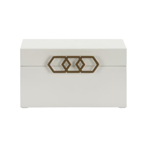 Chelsea House Tiffany Decorative Jewelry Box By Shayla Copas – Glossy White Finish, Gold Honeycomb Latch, Small Elegance 385958