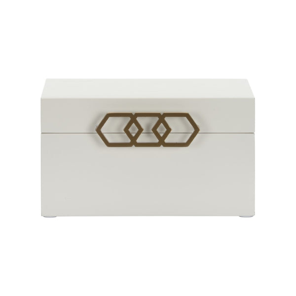 Chelsea House Tiffany Decorative Jewelry Box By Shayla Copas – Glossy White Finish, Gold Honeycomb Latch, Small Elegance 385958