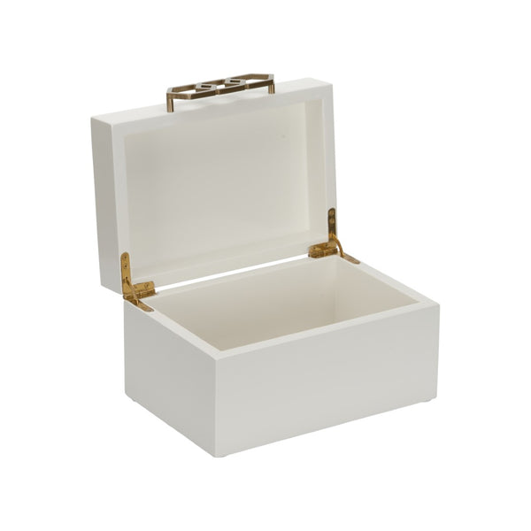 Chelsea House Tiffany Decorative Jewelry Box By Shayla Copas – Glossy White Finish, Gold Honeycomb Latch, Small Elegance 385958