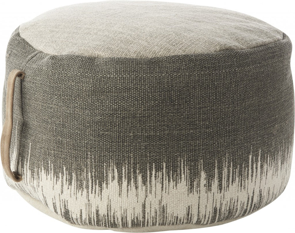 Homeroots 20" Charcoal Cotton Abstract Pouf Ottoman   385960