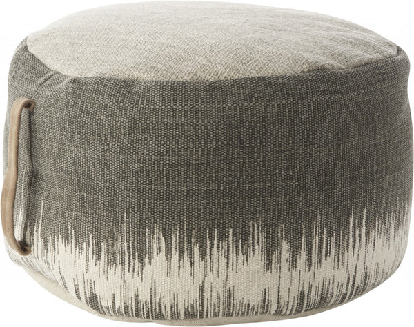 Homeroots 20" Charcoal Cotton Abstract Pouf Ottoman   385960
