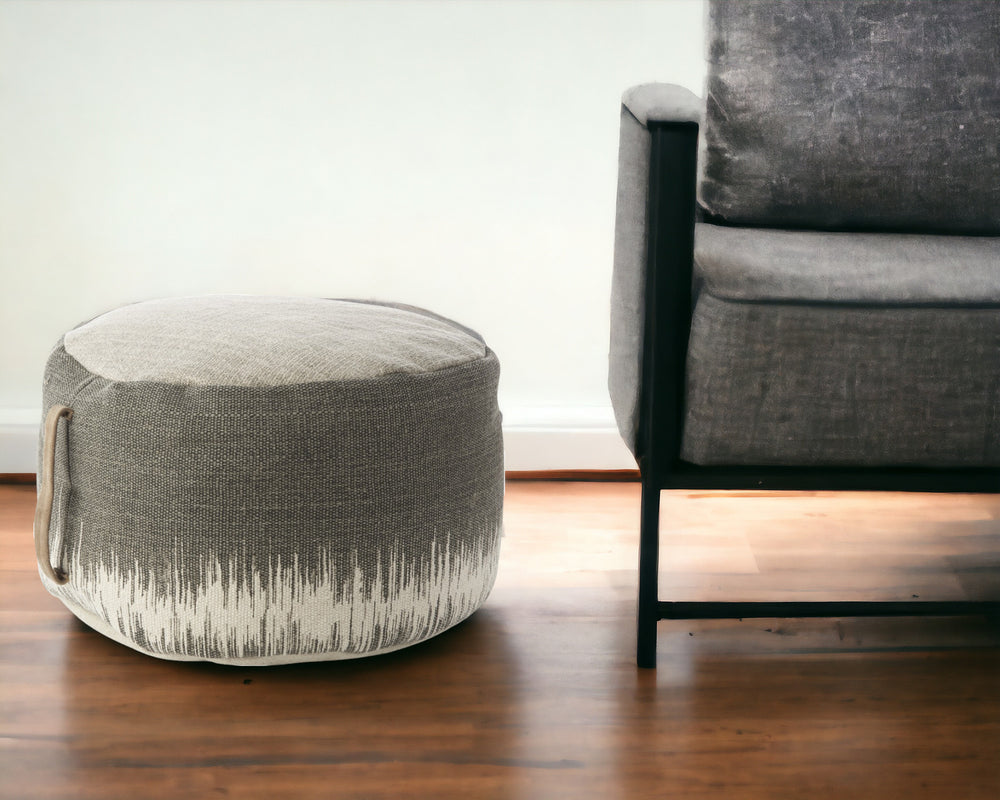 Homeroots 20" Charcoal Cotton Abstract Pouf Ottoman   385960
