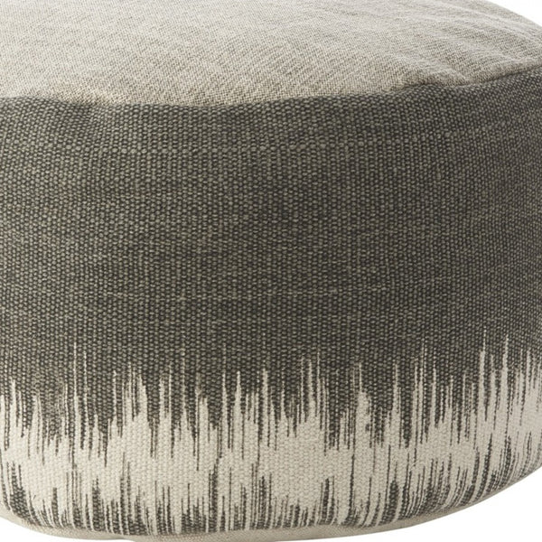 Homeroots 20" Charcoal Cotton Abstract Pouf Ottoman   385960