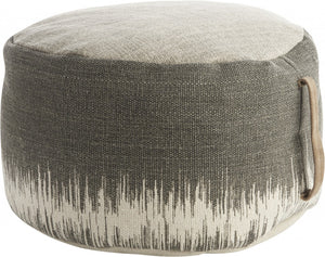Homeroots 20" Charcoal Cotton Abstract Pouf Ottoman   385960