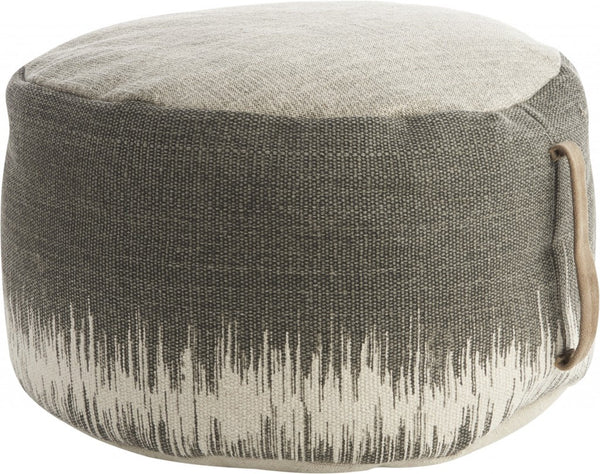Homeroots 20" Charcoal Cotton Abstract Pouf Ottoman   385960