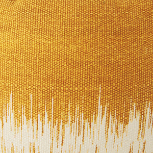 Homeroots 20" Yellow And White Cotton Round Abstract Pouf Ottoman   385962