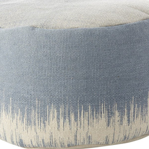 Homeroots 20" Blue And White Round Abstract Pouf Ottoman   385963