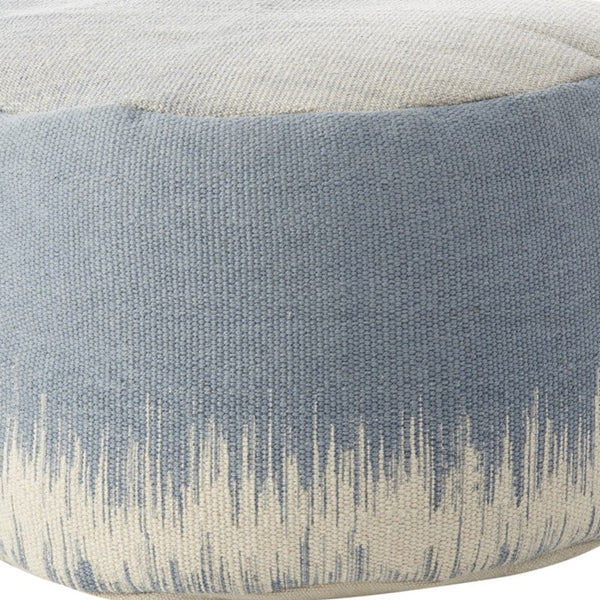 Homeroots 20" Blue And White Round Abstract Pouf Ottoman   385963