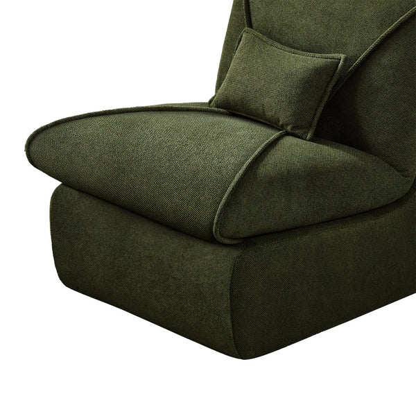 English Elm Compressed Lounge Chair with Ottoman - Space-Saving Chenille Upholstered Sofa, High-Density Foam Comfort Green W1036P251828