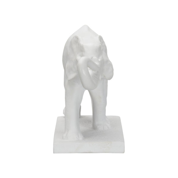 Chelsea House Elephant Matte White Resin Sculpture — Minimalist 14"X22" Accent For Console, Bookshelf, Mantel Decor 385983