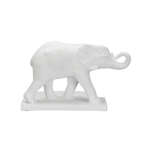Chelsea House Elephant Matte White Resin Sculpture — Minimalist 14"X22" Accent For Console, Bookshelf, Mantel Decor 385983