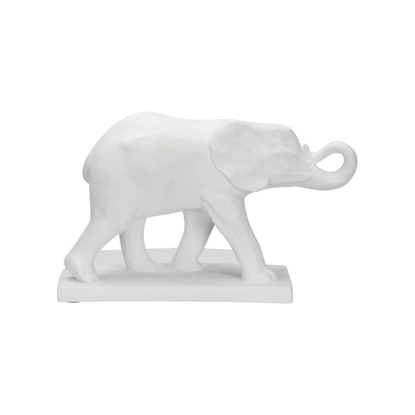 Chelsea House Elephant Matte White Resin Sculpture — Minimalist 14"X22" Accent For Console, Bookshelf, Mantel Decor 385983