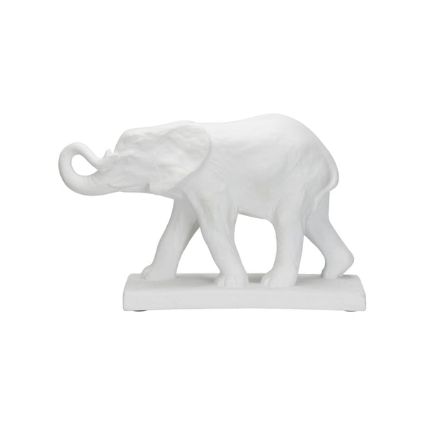 Chelsea House Elephant Matte White Resin Sculpture — Minimalist 14"X22" Accent For Console, Bookshelf, Mantel Decor 385983