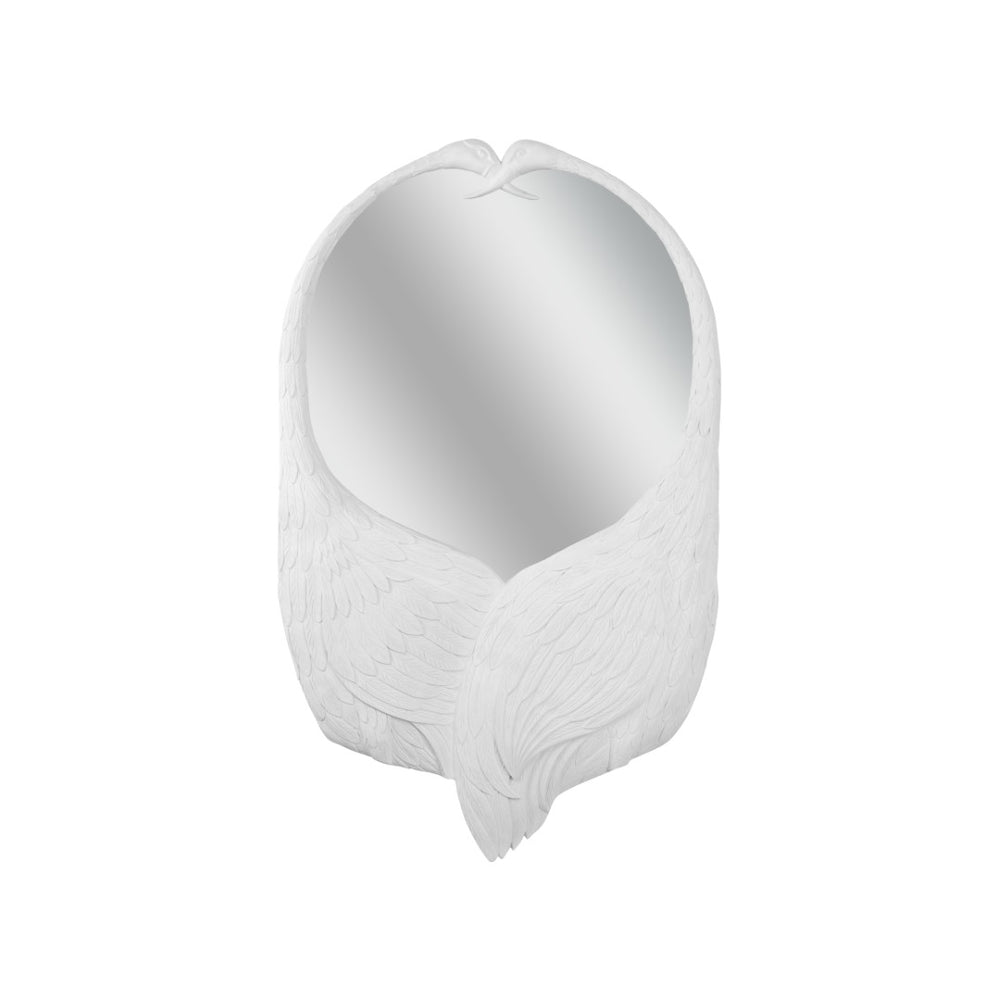 Chelsea House Crane Sculptural Mirror With Rounded Inset — Matte White Tall Wall Accent To Expand Space & Style 385984