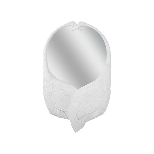 Chelsea House Crane Sculptural Mirror With Rounded Inset — Matte White Tall Wall Accent To Expand Space & Style 385984