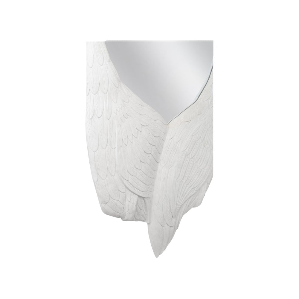 Chelsea House Crane Sculptural Mirror With Rounded Inset — Matte White Tall Wall Accent To Expand Space & Style 385984