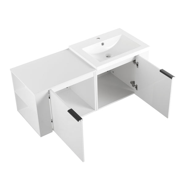 English Elm 48 Modern Bathroom Vanity Sink Combo with Soft-Close Doors, Engineered Wood, Spacious Storage, Easy Assembly Ameican White Oak W1972S00012