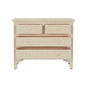 Chelsea House Milford Bone Inlay Chest With Fish-Scale Pattern — Handcrafted Coastal Accent, Four Shallow Drawers 385994