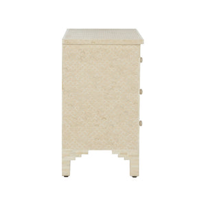 Chelsea House Milford Bone Inlay Chest With Fish-Scale Pattern — Handcrafted Coastal Accent, Four Shallow Drawers 385994