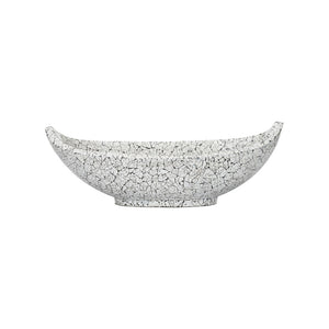 Chelsea House Crackled Long Bowl—Handmade Upcycled Eggshell Centerpiece, Black & White Crackle Finish, 19.75" Wide Elegant Decor 385997