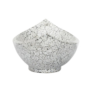 Chelsea House Crackled Long Bowl—Handmade Upcycled Eggshell Centerpiece, Black & White Crackle Finish, 19.75" Wide Elegant Decor 385997