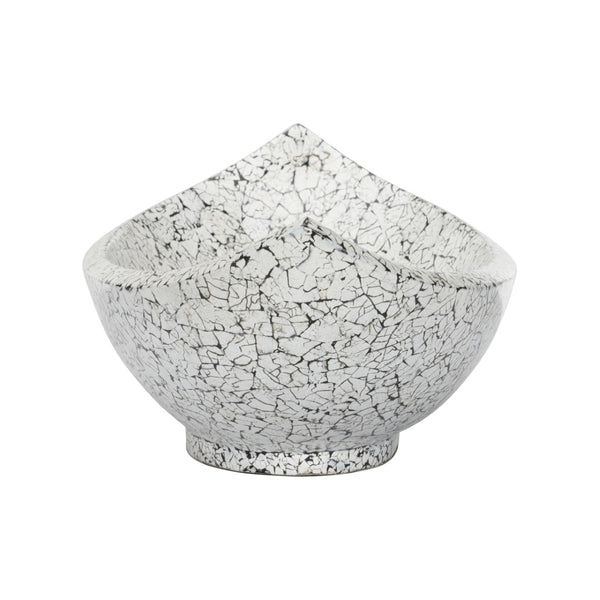 Chelsea House Crackled Long Bowl—Handmade Upcycled Eggshell Centerpiece, Black & White Crackle Finish, 19.75" Wide Elegant Decor 385997