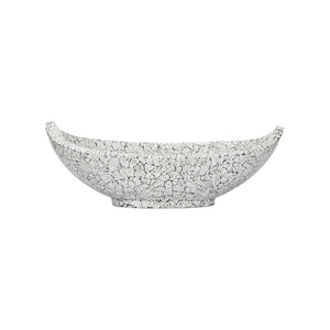 Chelsea House Crackled Long Bowl—Handmade Upcycled Eggshell Centerpiece, Black & White Crackle Finish, 19.75" Wide Elegant Decor 385997